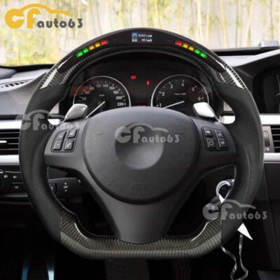 Volante LED de fibra de carbono real para BMW E90 E92 E93 328i 335i SSG 2005-2013 Foto 1 de 4