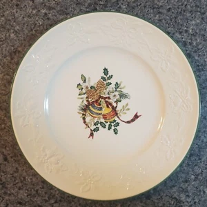 Mikasa HOLIDAY SEASON Dinner Plate 11 1/8" embossed holly ribbon bells RETIRED - Picture 1 of 6
