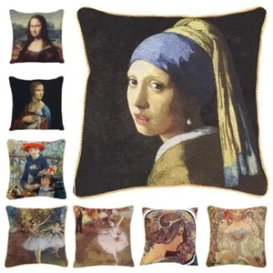 Vinci World Oil Painting French Jacquard Tapestry Throw Pillowcase Cushion Cover - Picture 1 of 17