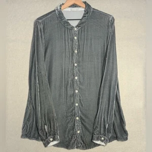CP Shades Velvet Romy Long Sleeve Button Down in Blue Gray Women’s size L - Picture 1 of 10