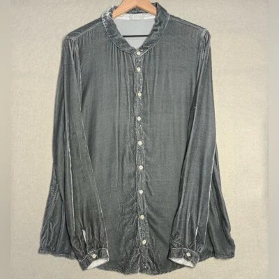 CP Shades Velvet Romy Manga Longa Botão para Baixo em Azul Cinza Feminino Tamanho G - Imagem 1 de 4