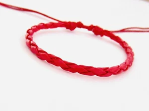 Mens Womens BRACELET RED LEATHER CORD ROPE ADJUSTABLE WRIST BAND FRIENDSHIP SURF - Picture 1 of 3