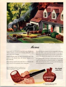 VINTAGE 1944 KAYWOODIE BRIAR TOBACCO PIPES HOME ART PRINT AD - Picture 1 of 1