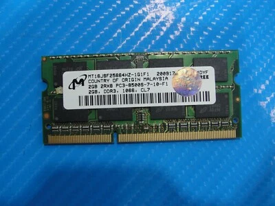 Macbook Pro A1278 Micron 2GB Memory Ram So-Dimm pc3-8500s mt16jsf25664hz-1g1f1 - Image 1 of 2