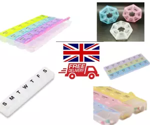 7| 21 | 28 Day Weekly Organiser Daily Pill Box Tablet Medicine Storage Dispense - Picture 1 of 8