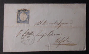ITALIA ITALY 1861 Provincie Napoletane Emanuele 2° 2gr. lettera Cosenza x Napoli - Picture 1 of 3