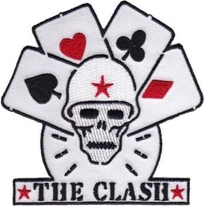 OFFICIAL LICENSED - THE CLASH - SKULL AND CARDS SEW-ON PATCH ROCK PUNK - Picture 1 of 1