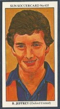 THE SUN 1979 SOCCERCARDS #635-OXFORD UNITED-BILL JEFFREY