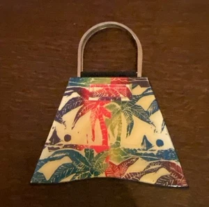 ANGELA FRASCONE  PALM TREE ACRYLIC RESIN  WEARABLE ART HANDBAG CROSSBODY - Picture 1 of 10