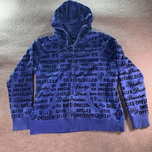 Harley-Davidson Blue Full Zipper Hoodie Womens Jacket 2XL - Picture 1 of 6