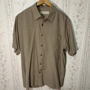 Island Republic Men’s Silk Shirt Straight Hem Floral Khaki Beige Size XL - Picture 1 of 8