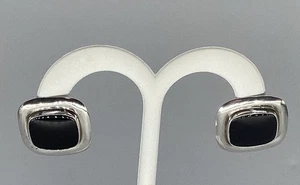 Pendientes Great Falls Metal Works plata esterlina ónix negro gota poste modernista - Imagen 1 de 7
