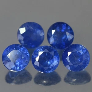 1,62 KT ATEMBERAUBENDER AA 5 STCK. 3,8 MM RUND NUR ERHITZT BLAUER THAILAND SAPHIR NATÜRLICH - Bild 1 von 3