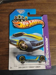 HOT WHEELS BLUE 2013 #209 CHEVY 2009 CORVETTE STINGRAY CONCEPT CHEVROLET RACER - Foto 1 di 18