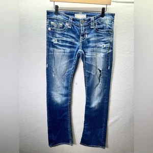 Big Star Distressed Straight Leg Western Jeans Damen 28 Stretch Blau Denim 2225 - Bild 1 von 12