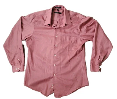 Camisa de vestir Geoffrey Beene ajustada con botones para hombre L grande 16,5 34/35 algodón satinado  Foto 1 de 4