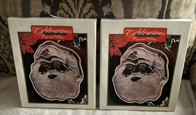 Celebrations Crystal Clear 8" Santa Plate Boxed Frosted Crystal Clear. Set Of 2 - Изображение 1 из 3
