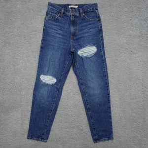 Levis High Waisted Mom Jeans Damen 26 Blau Distressed Ripped Denim Waterless - Bild 1 von 12