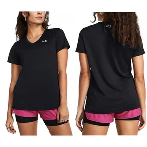Under Armour Women's Tech V-Neck Short-Sleeve Top In Black Plus Size 2XL EUC - Picture 1 of 6