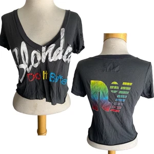 REBEL YELL Women's "Blondes Do It Better" V-Neck Crop Top Pocket T-Shirt Small - Picture 1 of 6