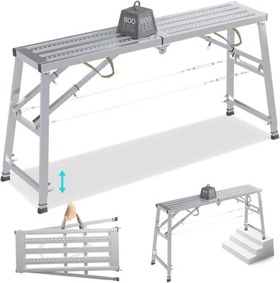 800 Pound Weight Capacity Adjustable Work Platform, 201X145X38.5cm Steel Portabl - Image 1 of 4