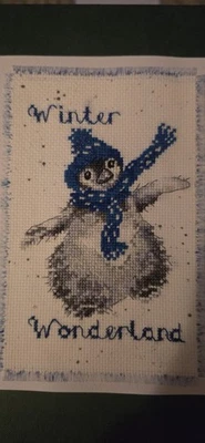 Completed cross Stitch Card. Penguin - Image 1 of 3