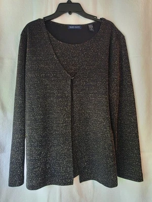 Karen Scott Womens Metallic Black and Gold Long Sleeve Top Size Small Scoop Neck - Image 1 of 4