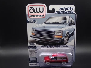 2025 AUTO WORLD ULTRA RED 1987 PLYMOUTH VOYAGER 2 A MIGHTY MINIVANS CHASE RARE - Bild 1 von 9