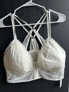NWT Aerie Ivory Lace XXL Front Clasp Racerback Bralette - Picture 1 of 6