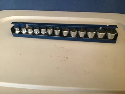 13 Piece Shallow 3/8 Drive Metric Socket Set w/Metal Rail Made in Japan 7mm-19mm - Image 1 of 4