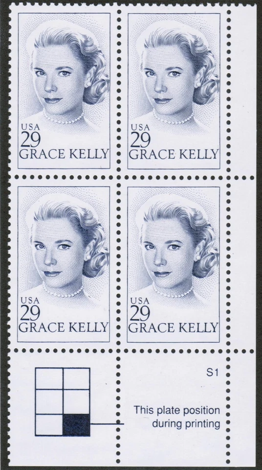 US USA Sc# 2749 MNH FVF PL# BLOCK Princess Grace Kelly Monaco Actress Hollywood - Image 1 of 1