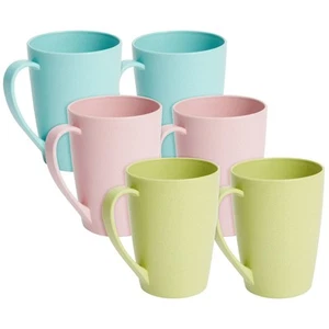 6-Pack 12oz Wheat Straw Mugs, Dishwasher Safe Unbreakable Coffee Mug Set with... - Picture 1 of 9