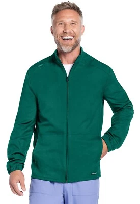 Cherokee Scrubs Men's Zip Front Jacket CK359A HUN Hunter Green Free Shipping - Image 1 of 4