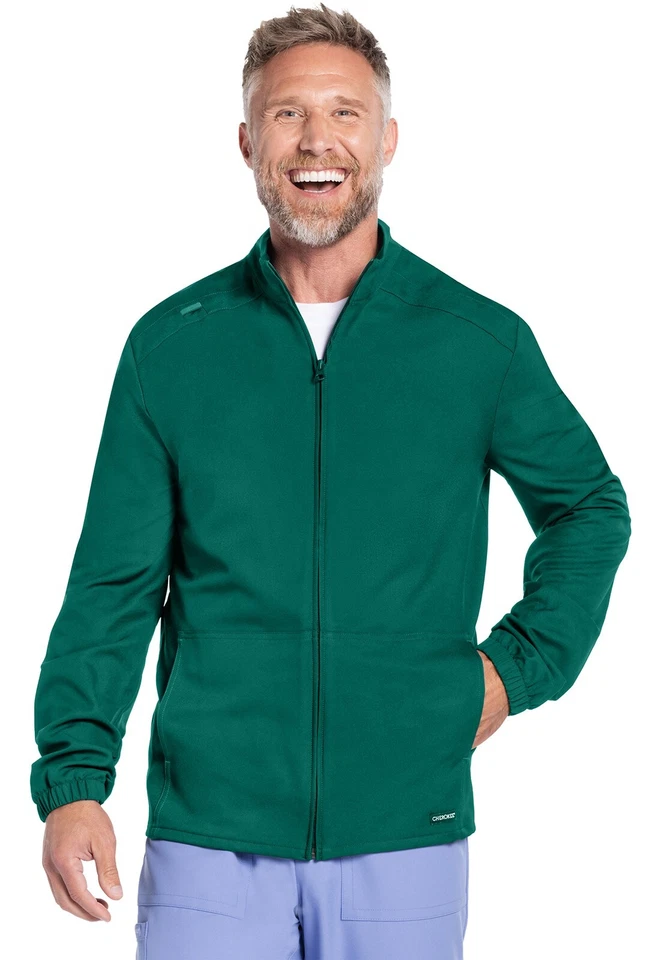 Cherokee Scrubs Men's Zip Front Jacket CK359A HUN Hunter Green Free Shipping - Image 1 of 4