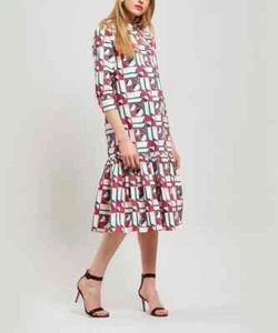 La Double J 'Getting My Croissant' Dress Size M AU 10 Geometrico Rosa Italy Midi - Picture 1 of 13