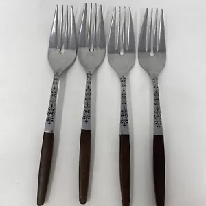 Interpur INR2 Stainless Salad Fork Set of 4 Brown Composite Wood Handle  *READ - Picture 1 of 15