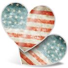 2 x Heart Stickers 7.5 cm - Distressed USA Flag America American  #8316