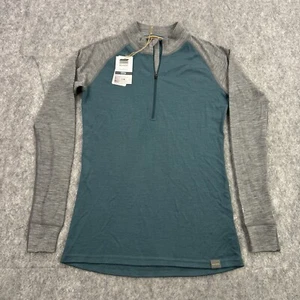 Meriwool Layers Pullover Women Large Blue Meriono Wool 250g 1/4 Zip Shirt Jacket - Picture 1 of 12