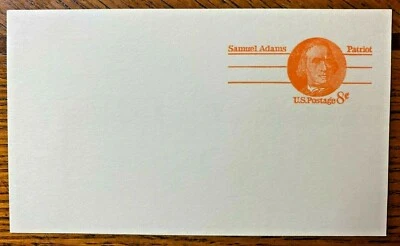 US Postal Card - Samuel Adams, Patriot; 8 cent; (PC42) UX66 orange - Image 1 of 2