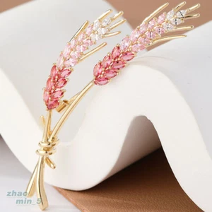 Crystal Wheat Ear Brooch Pin Gold Tone Rhinestone Brooches Party Jewelry Gifts - Picture 1 of 7