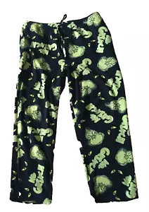 Dr. Seuss Men's Mr. Grinch Fleece Lounge Pants Sz L (36-38) Black Green Pockets - Picture 1 of 7