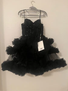 Vestido corto Mac Duggal con volantes en capas NUEVO NUEVO CON ETIQUETAS - Imagen 1 de 11