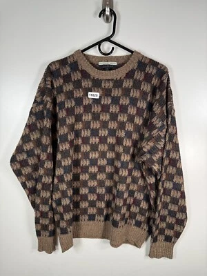 Suéter De Colección Geoffrey Beene Hombres Clásico Abstracto Acrílico Abuelo Marrón Talla L 24x27 Foto 1 de 4