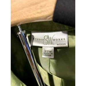 Studio Works Plus Size 22W Lime Green Faux Suede Jacket Zip Front Pockets - Picture 1 of 3
