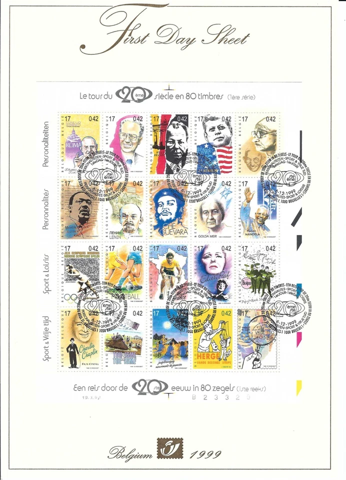 [FDS22] Belgium FDS 1999 (19.X.99) Comics Tintin First Day Sheet SUPERB - Image 1 of 1