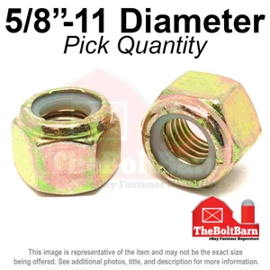 5/8"-11 Grade 8 Nylon Insert Hex Lock Nut Zinc Yellow Coarse Nylok (Pick Qty) - Picture 1 of 2