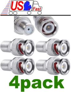 Paquete de 4 - Adaptador Coaxial RF, Conveter, Tipo F Conector Femenino a BNC Macho Lote4x - Imagen 1 de 1