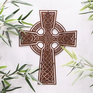 Celtic Cross Rustic Metal Wall Art Sculpture Plaque Home Garden Decor - Picture 1 of 3