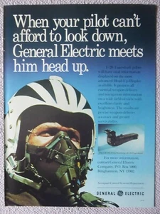 10/1983 PUB GENERAL ELECTRIC USAF NORTHROP F-20 TIGERSHARK HUD PILOT HELMET AD - Bild 1 von 1