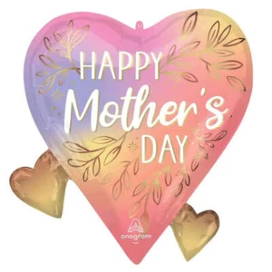 Supershape Happy Mother's Day Botanical Traces Heart Foil Balloon Party Decor - Picture 1 of 1